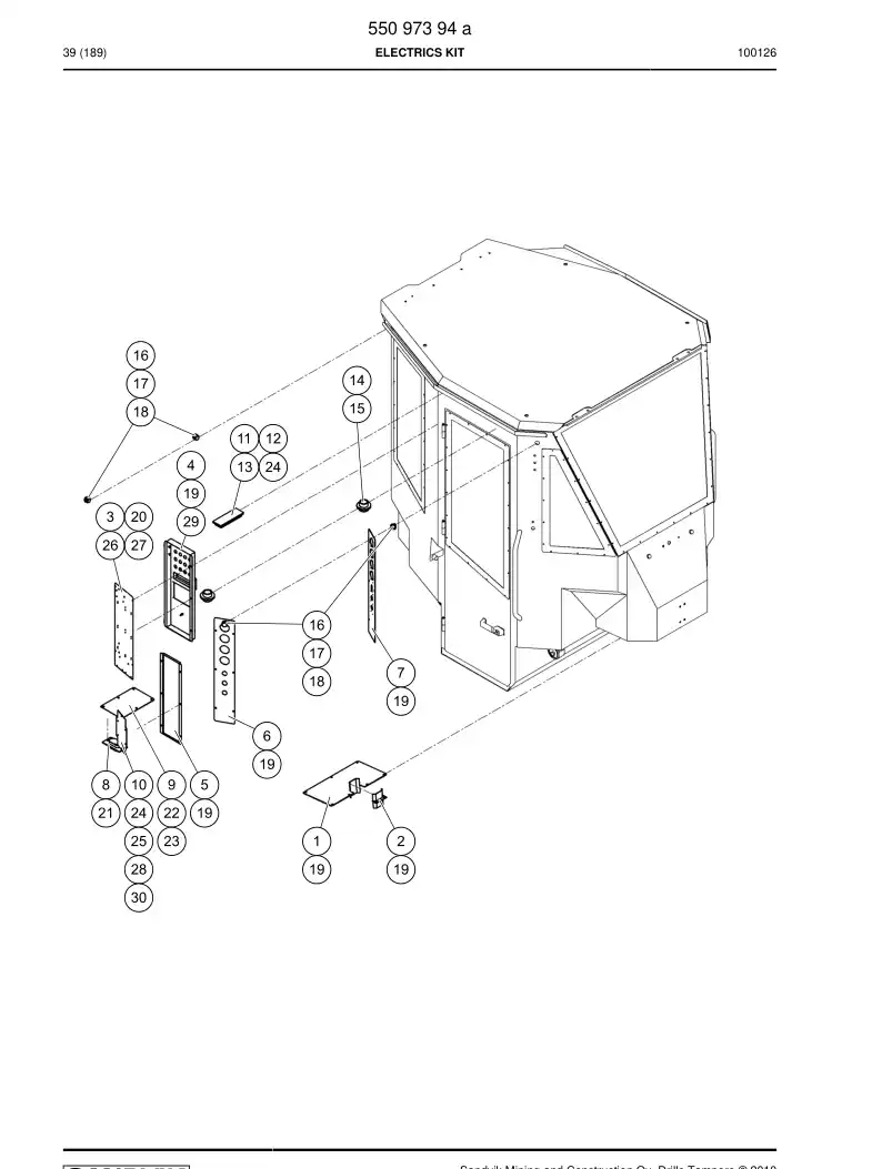 55097412 550 974 12 Cable entry plate - Sandvik Technical Drawing