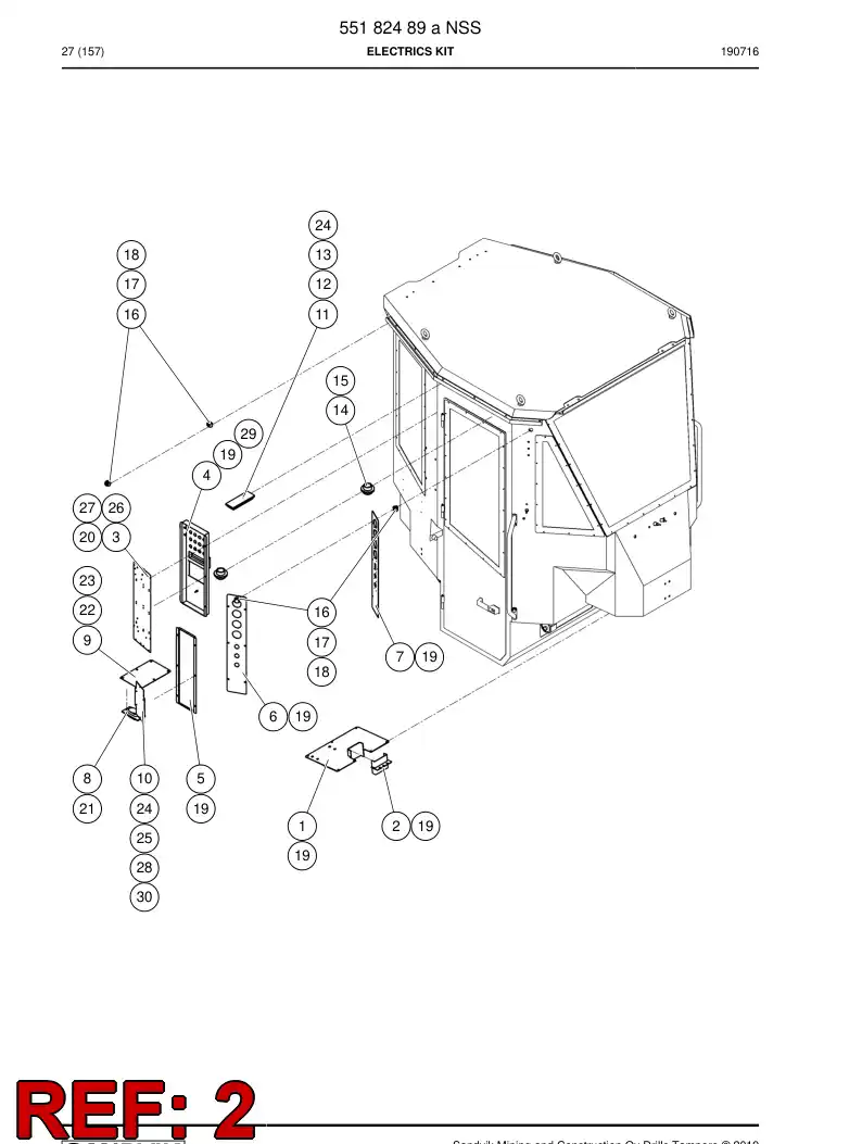 55097413 550 974 13 Cable entry plate - Sandvik Technical Drawing