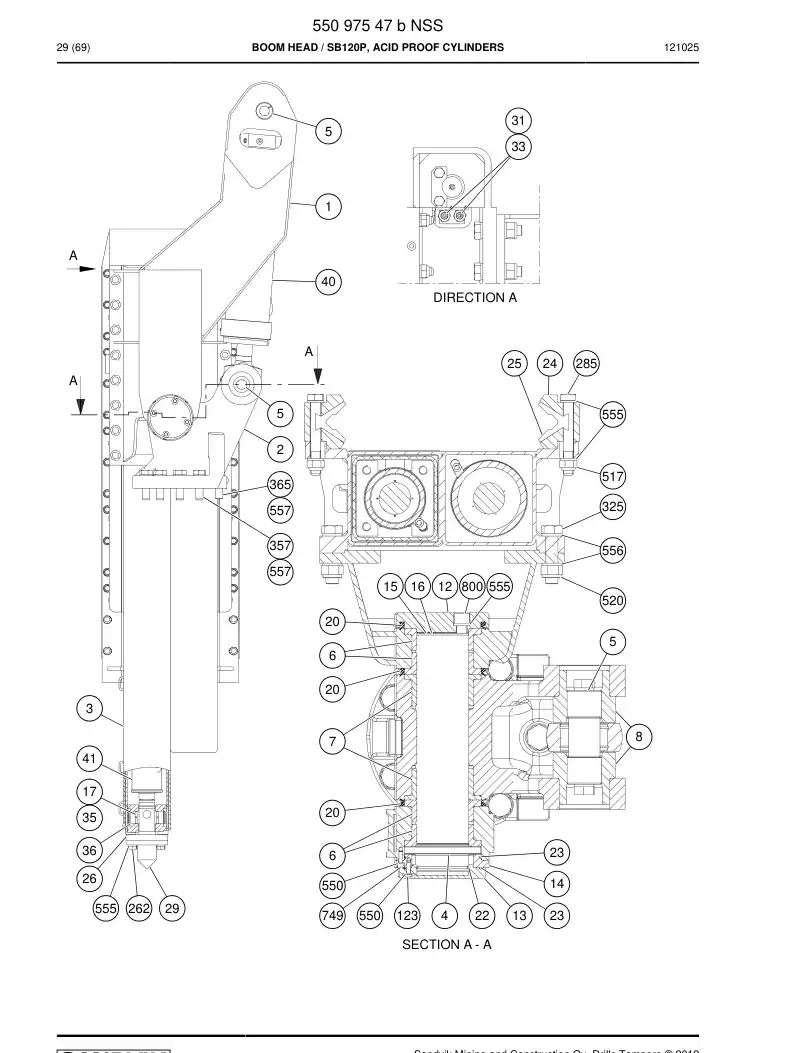 55097547b 550 975 47b BOOM HEAD - Sandvik Technical Drawing