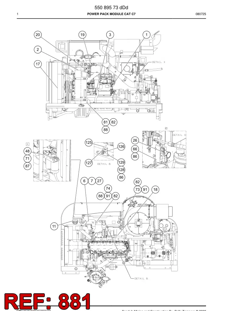 55097560a 550 975 60a Hose set - Sandvik Technical Drawing