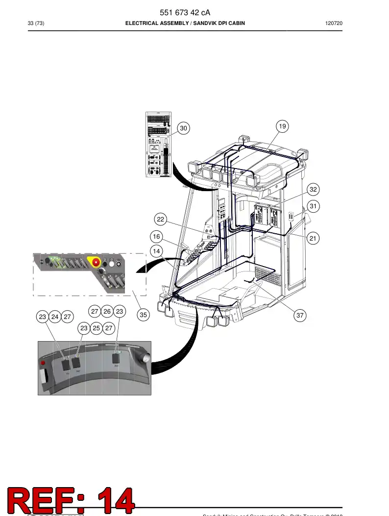 55097650a 550 976 50a Cable assembly - Sandvik Technical Drawing