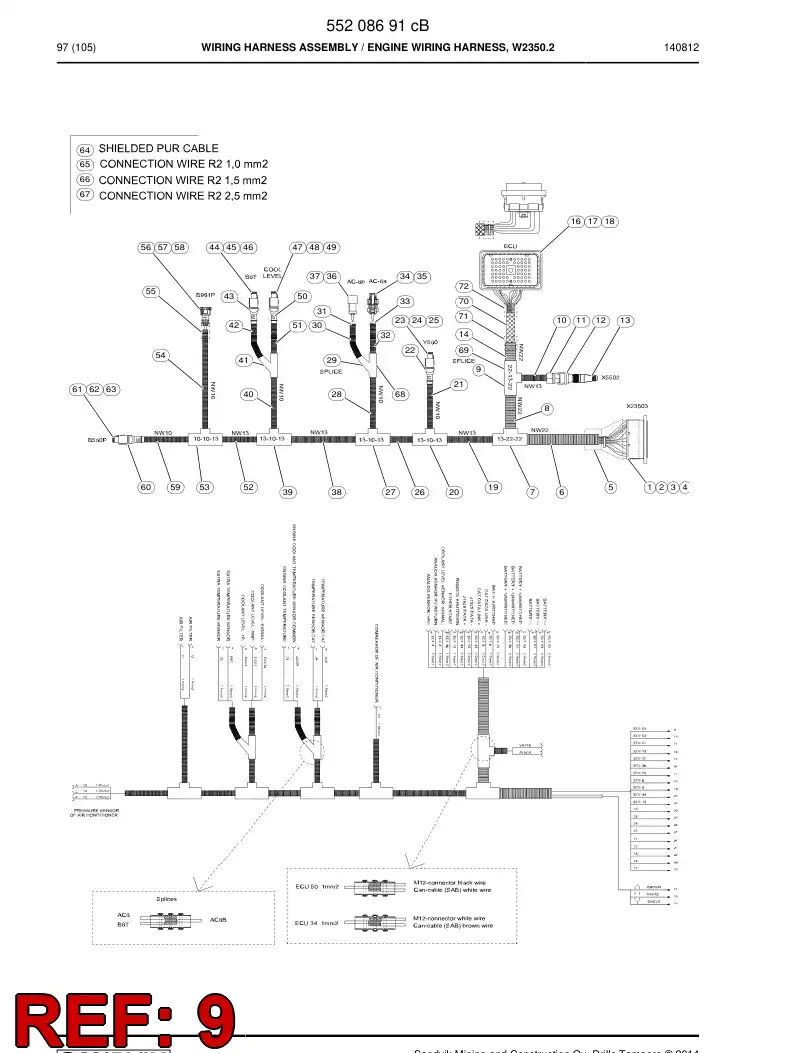 55097692 550 976 92 Adapter, Tee - Sandvik Technical Drawing
