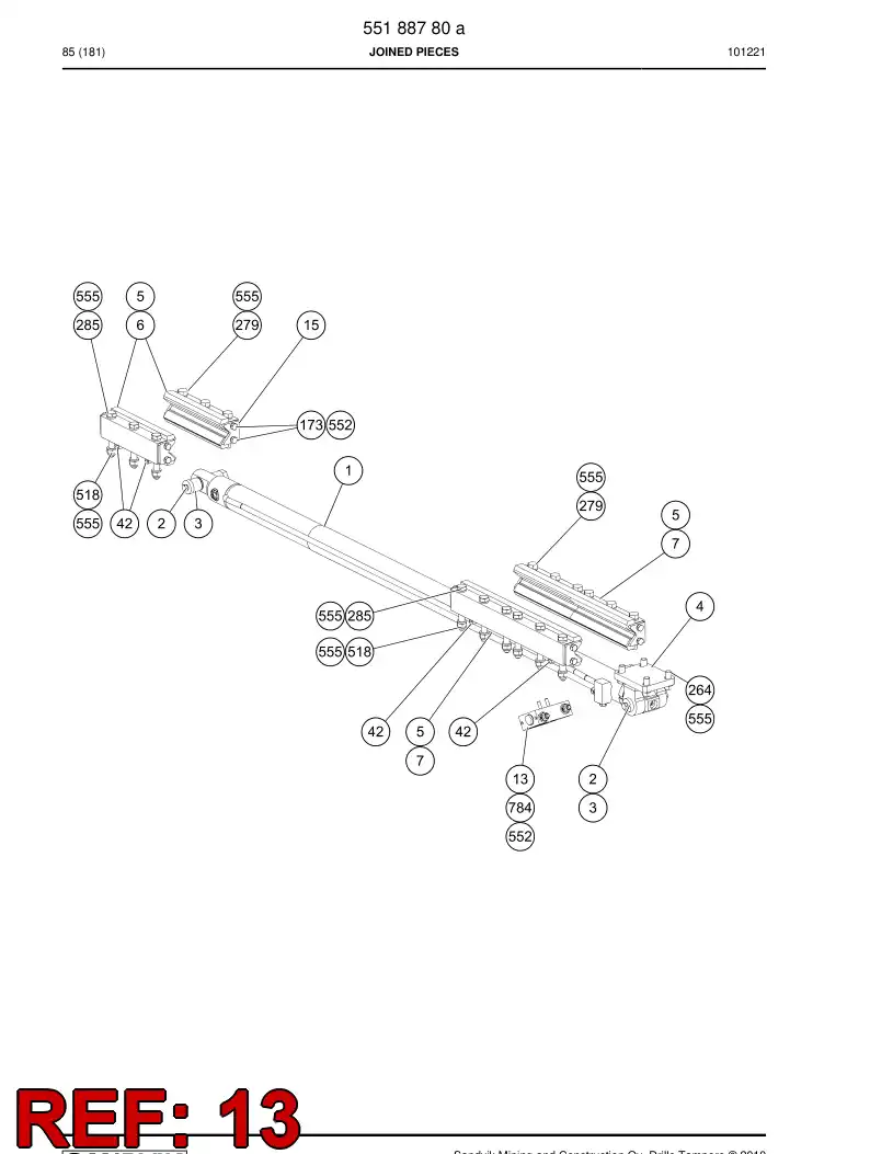 55097694c 550 976 94c VALVE ASSEMBLY - Sandvik Technical Drawing