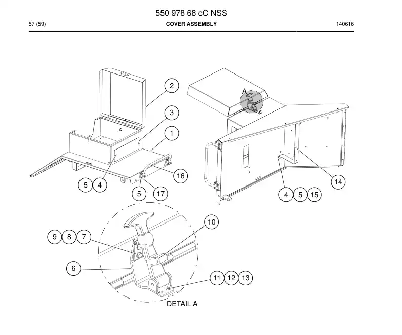 55097868c 550 978 68c Cover Assembly - Sandvik Technical Drawing