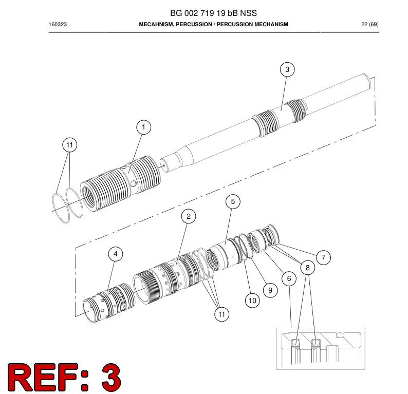55097961 550 979 61 PISTON - Sandvik Technical Drawing