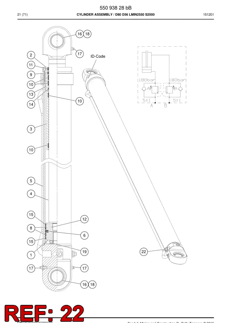 55097993a 550 979 93a Valve, Over Center - Sandvik Technical Drawing