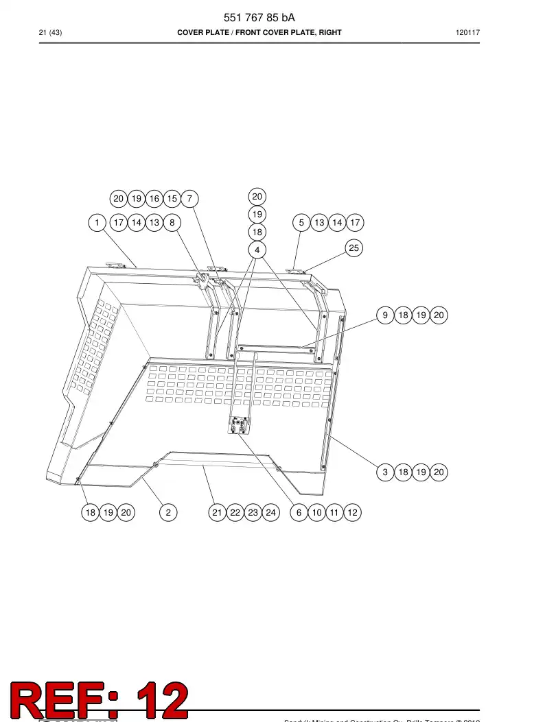 55098123 550 981 23 Nut, Lock - Sandvik Technical Drawing