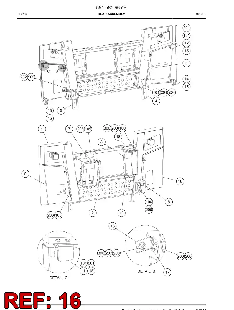 55098126 550 981 26 HINGE - Sandvik Technical Drawing