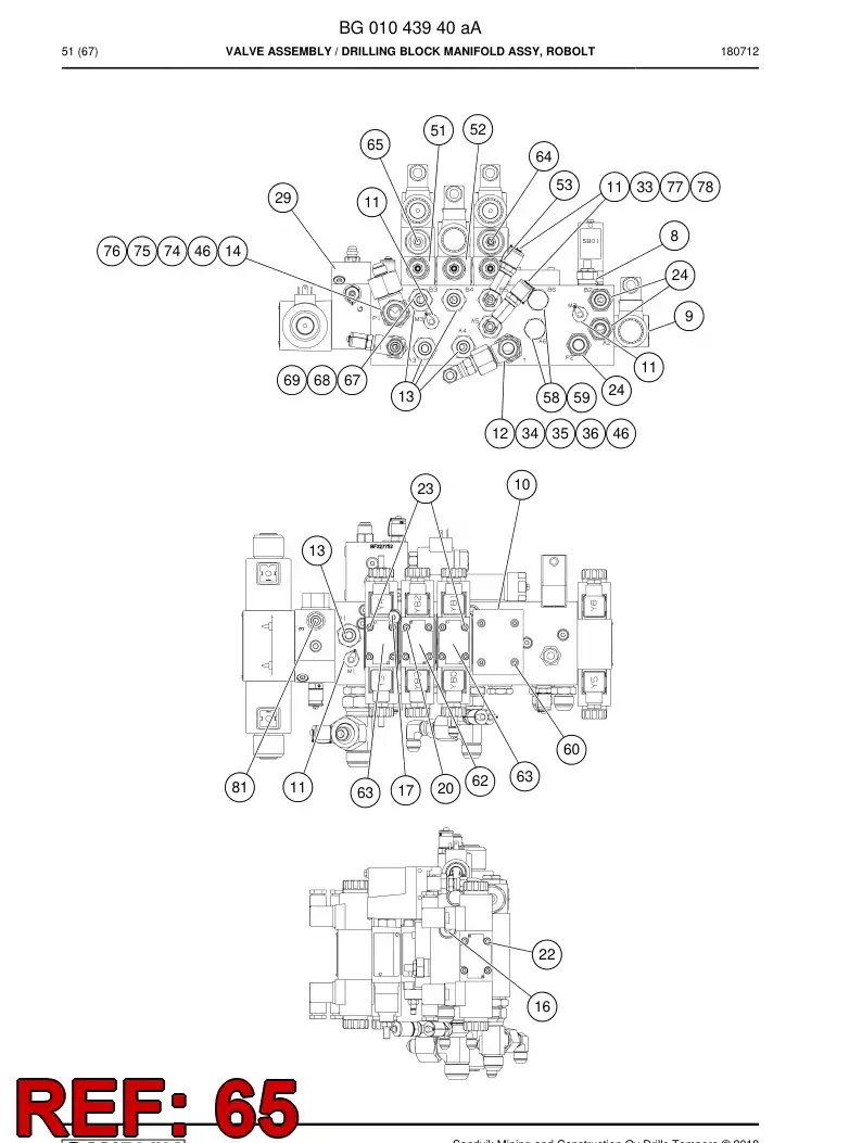 55098391a 550 983 91a Valve, Pressure Relief - Sandvik Technical Drawing