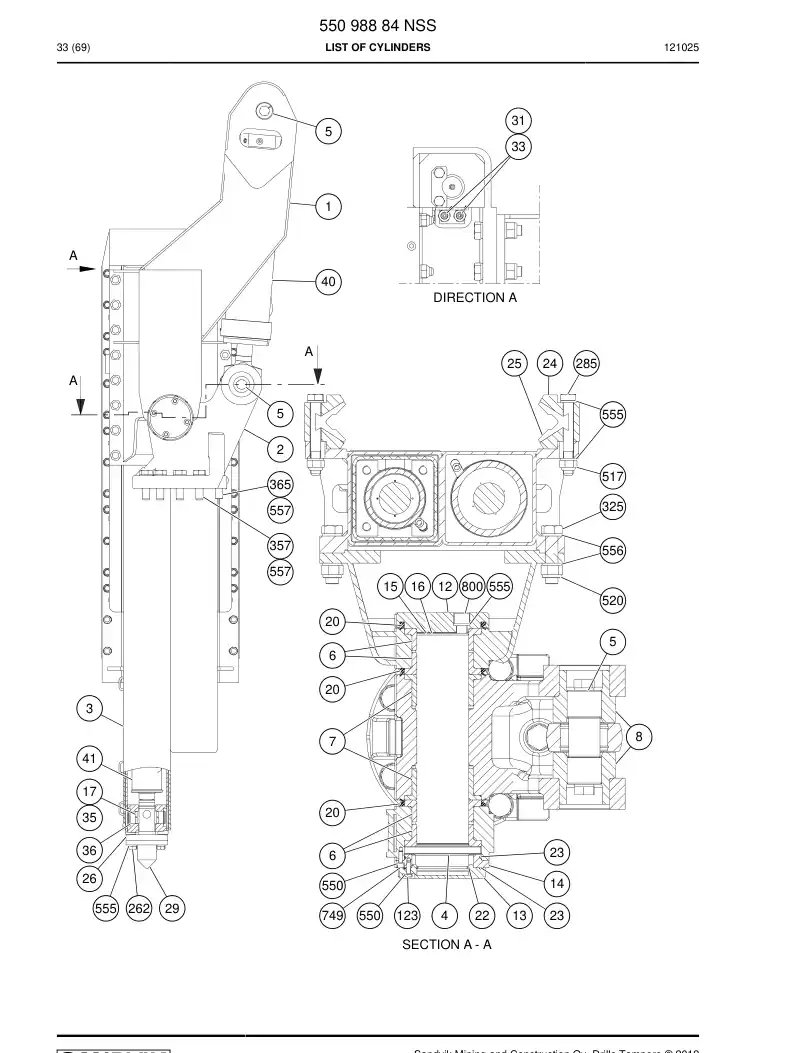 55098884 550 988 84 Catalog, Cylinder - Sandvik Technical Drawing