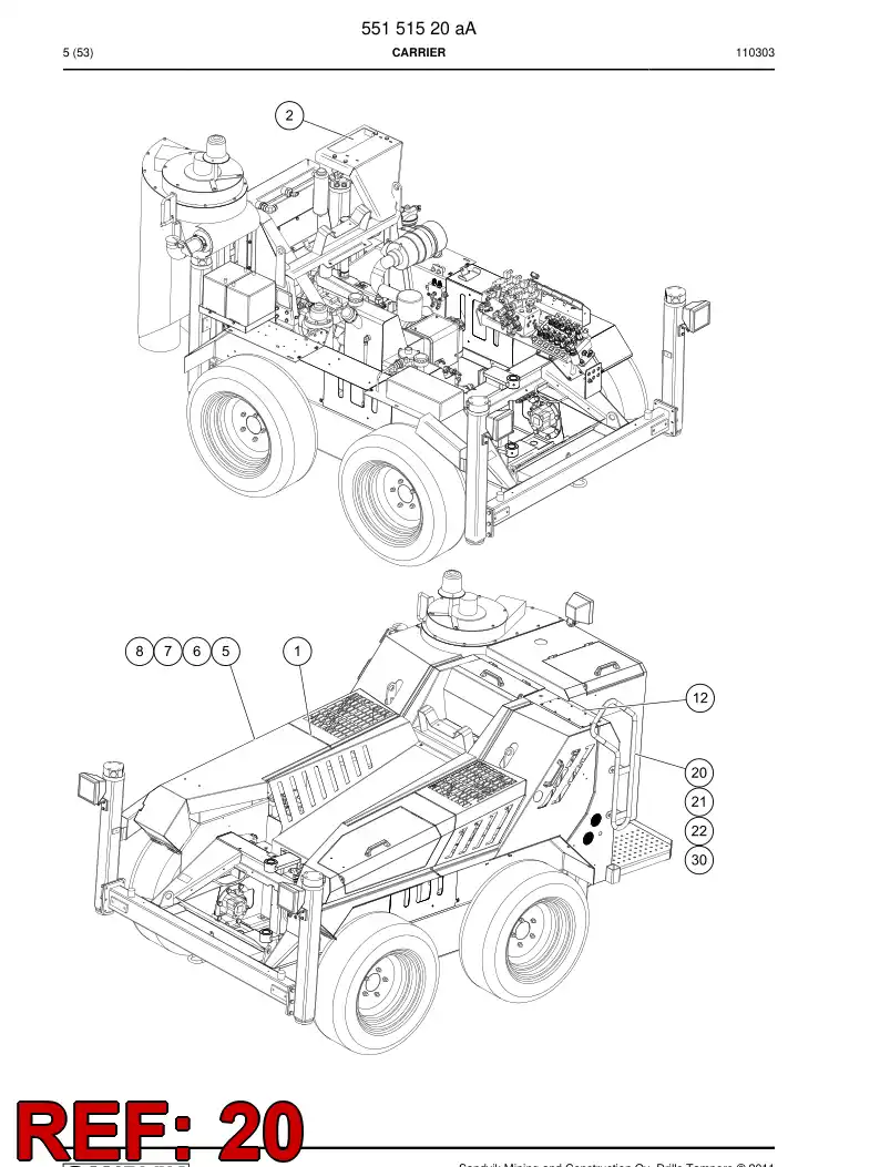 55098907 550 989 07 Mounting plate - Sandvik Technical Drawing