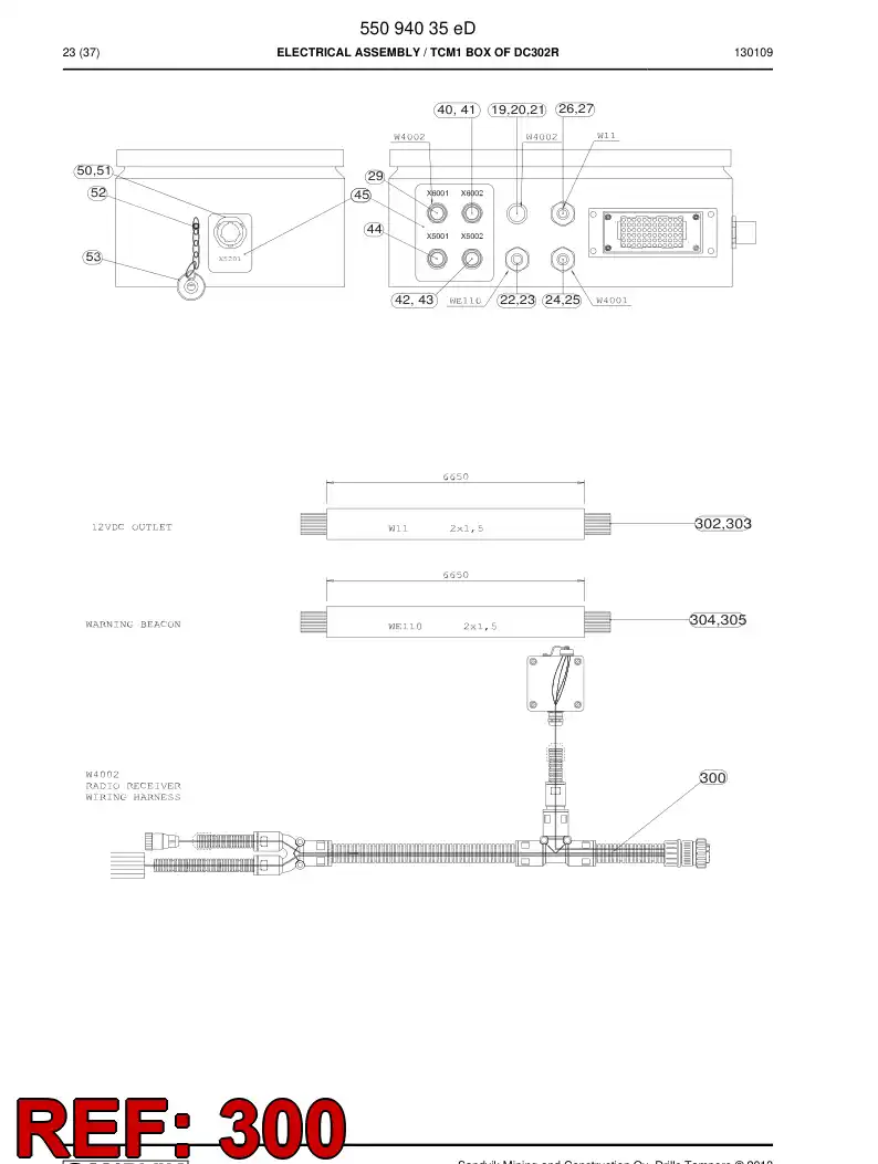 55098920b 550 989 20b Wiring Harness Assembly - Sandvik Technical Drawing