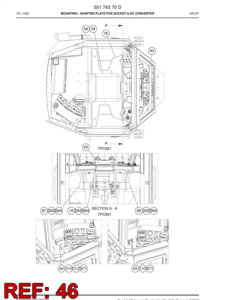 55098930a 550 989 30a Mounting plate - Sandvik Technical Drawing