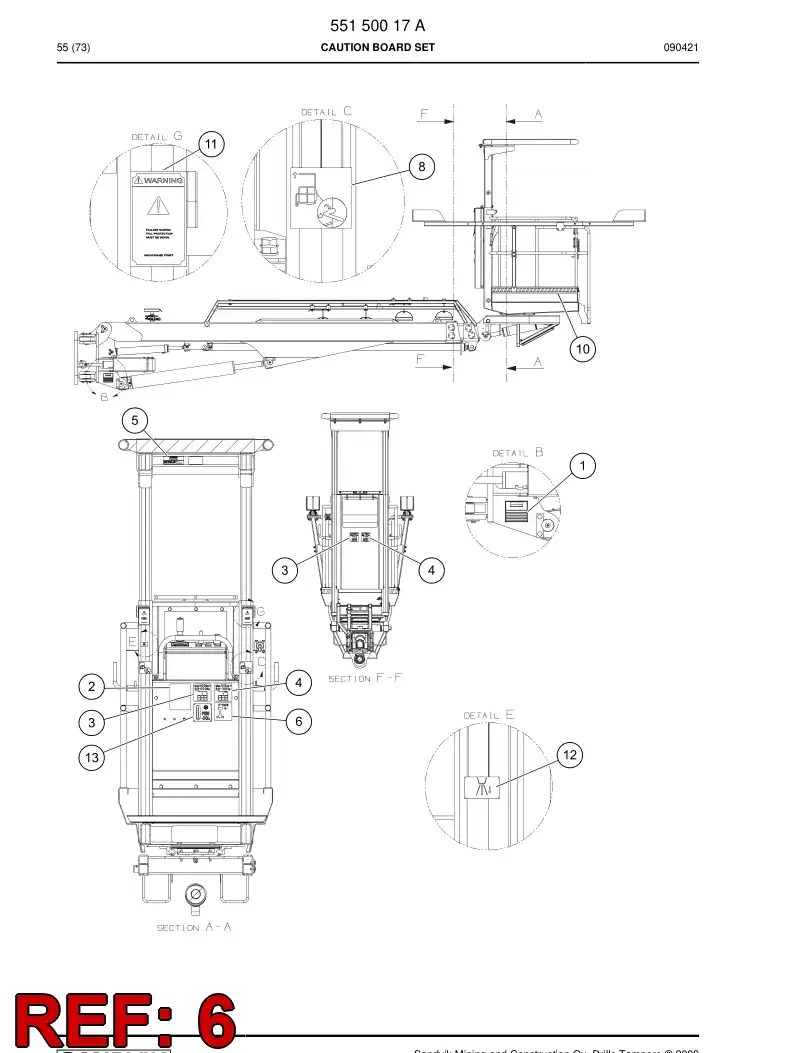 55099034 550 990 34 Instruction plate - Sandvik Technical Drawing