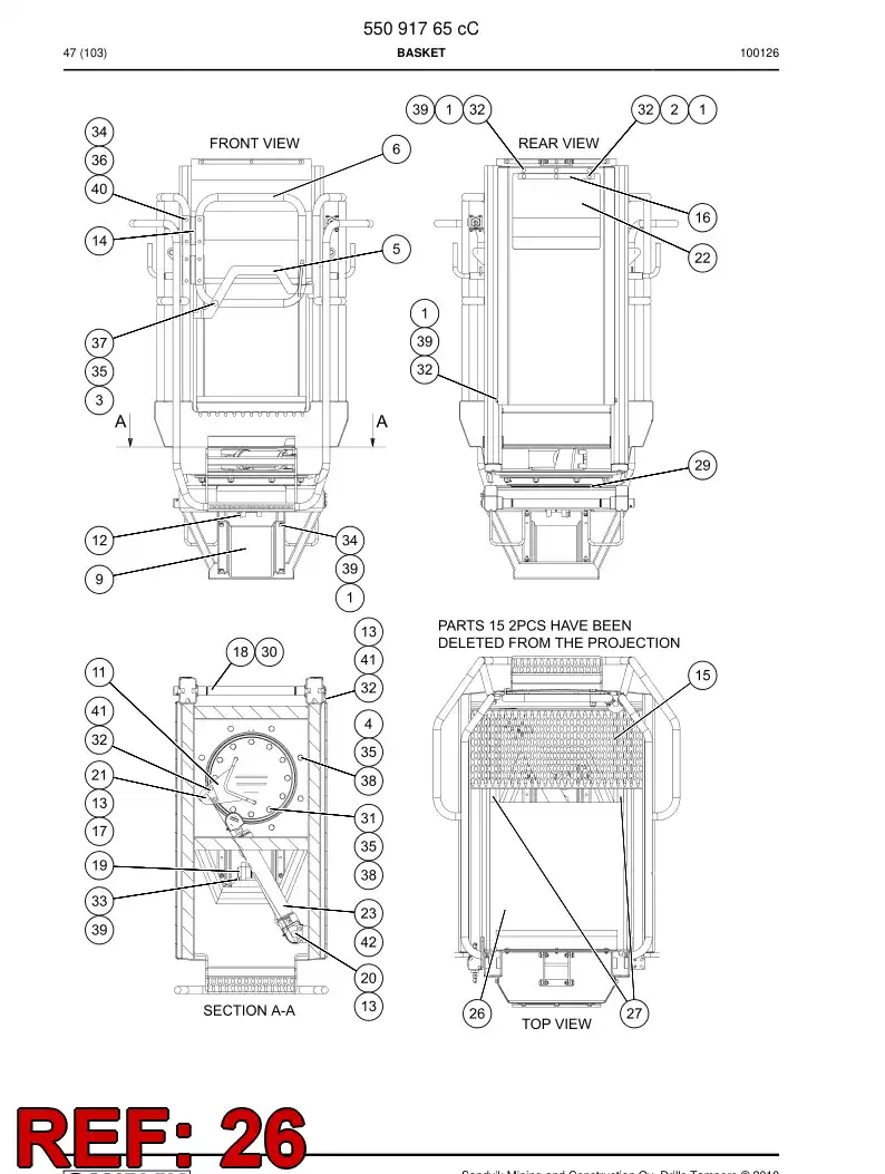 55099107 550 991 07 Plate, Cover - Sandvik Technical Drawing