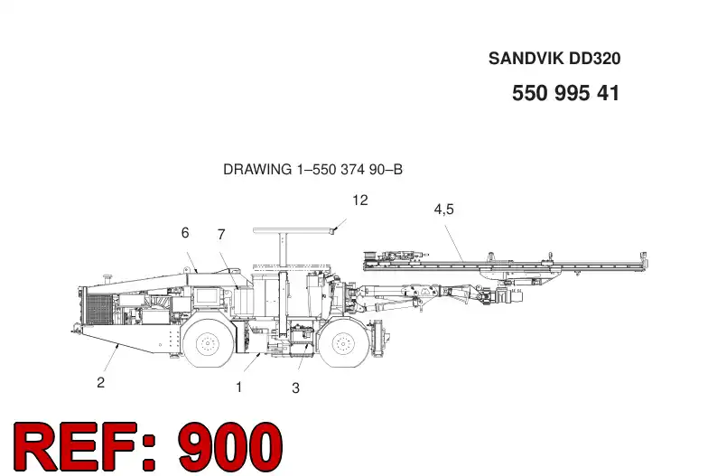 55099540 550 995 40 SEPARATE PARTS - Sandvik Technical Drawing
