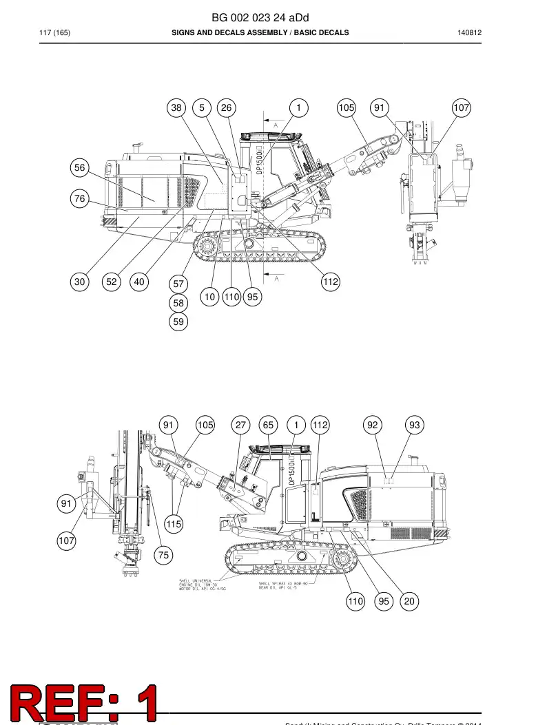 55099780a 550 997 80a Decal set - Sandvik Technical Drawing