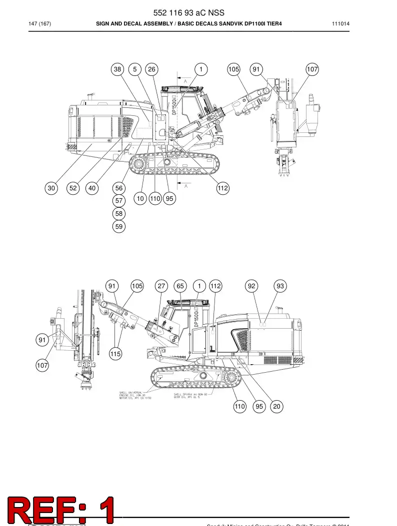 55099782 550 997 82 Decal set - Sandvik Technical Drawing