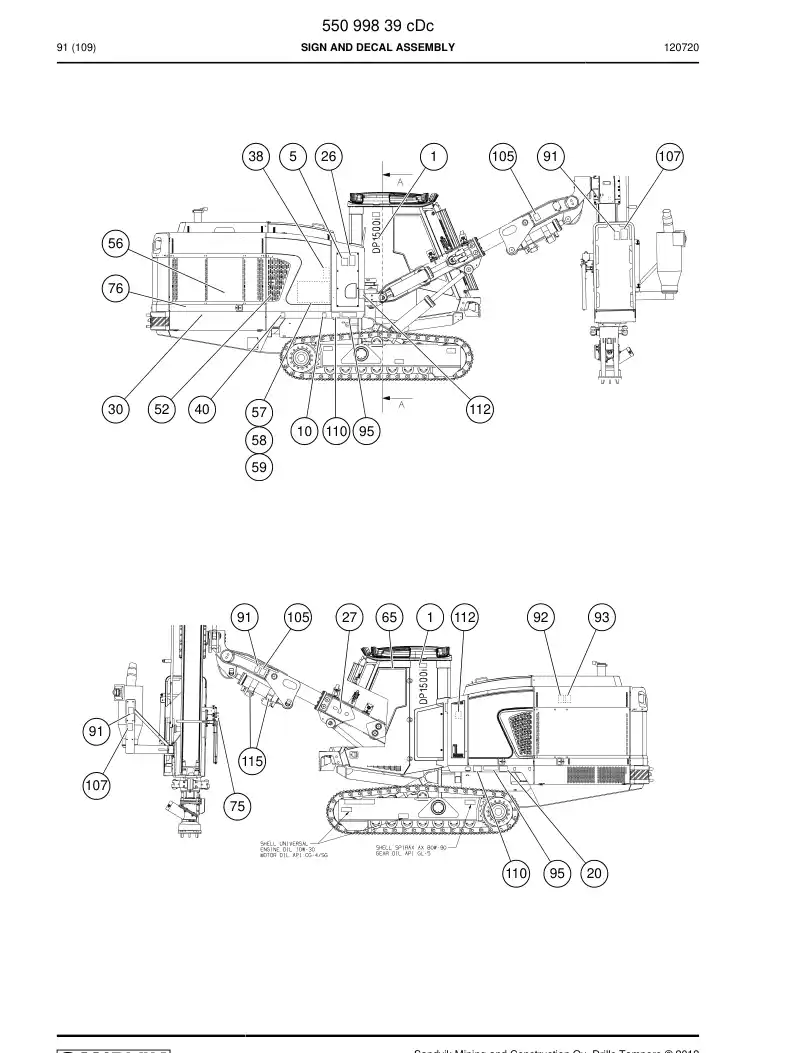 55099839c 550 998 39c SIGN AND DECAL ASSEMBLY - Sandvik Technical Drawing