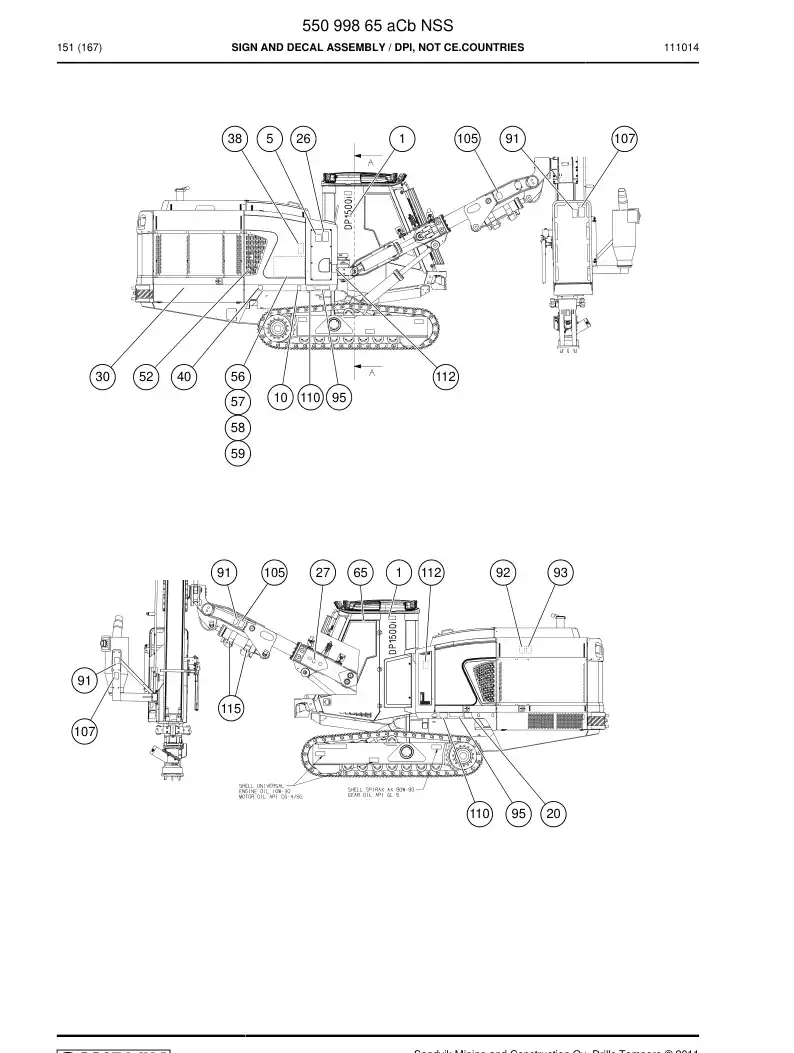 55099865a 550 998 65a SIGN AND DECAL ASSEMBLY - Sandvik Technical Drawing
