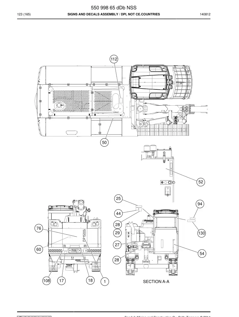 55099865b 550 998 65b SIGN AND DECAL ASSEMBLY - Sandvik Technical Drawing