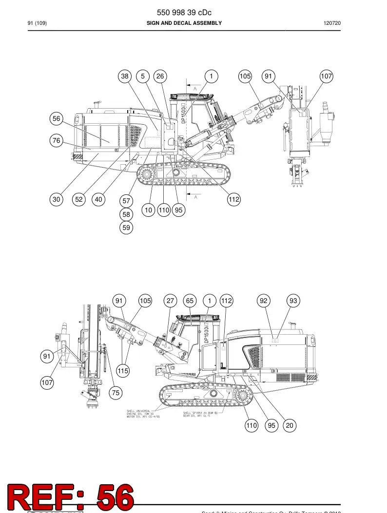 55099901 550 999 01 Decal - Sandvik Technical Drawing