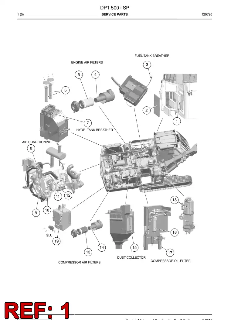 55099905 550 999 05 Filter Element, Air - Sandvik Technical Drawing