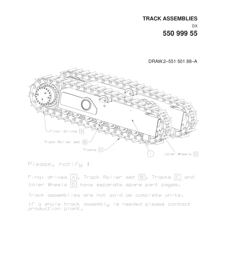55099955aA 550 999 55aA TRACK ASSEMBLIES - Sandvik Technical Drawing