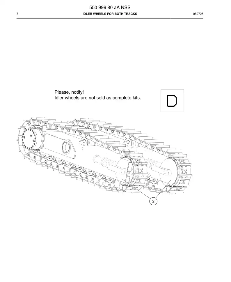 55099980a 550 999 80a Idler Wheels - Sandvik Technical Drawing