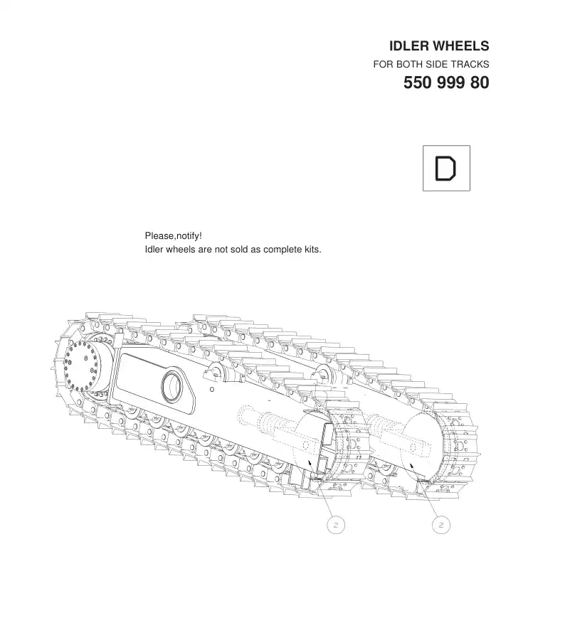 55099980aA 550 999 80aA IDLER WHEELS - Sandvik Technical Drawing