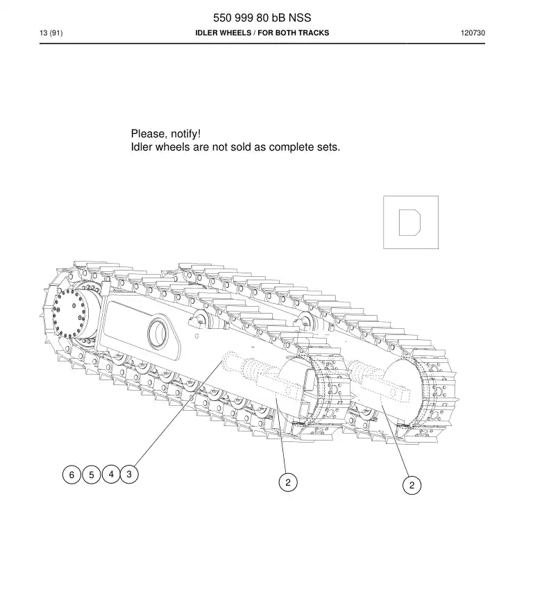 55099980b 550 999 80b Idler Wheels - Sandvik Technical Drawing