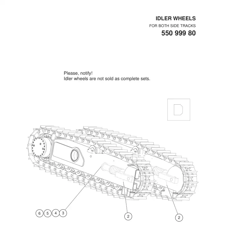 55099980bB 550 999 80bB IDLER WHEELS - Sandvik Technical Drawing
