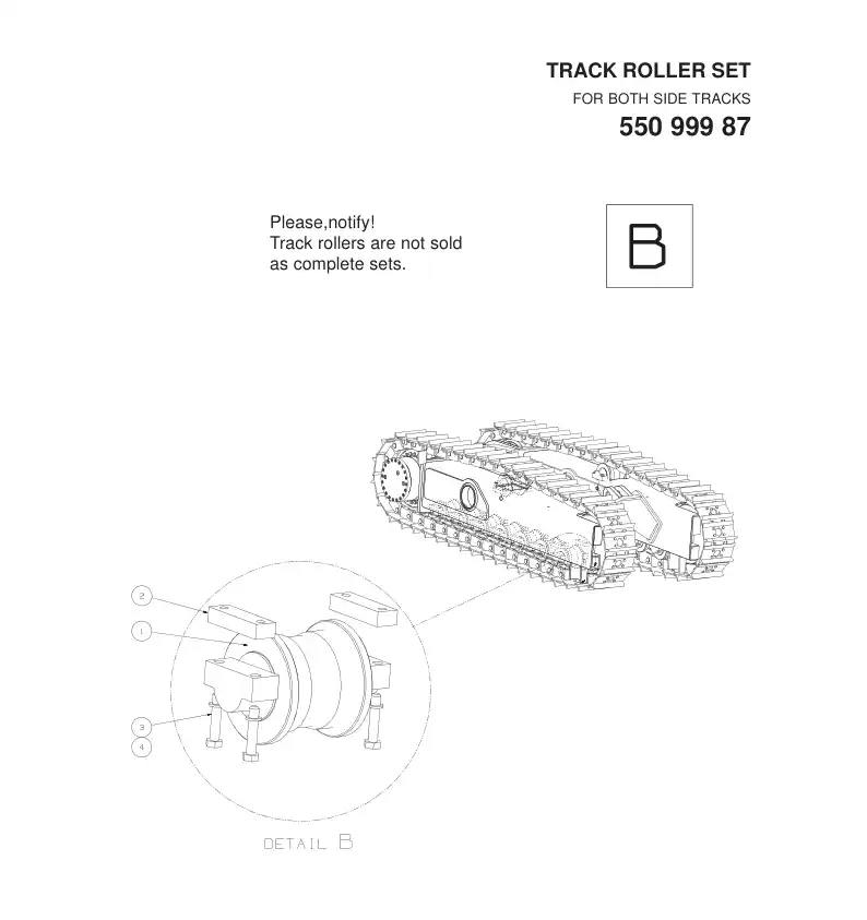 55099987aA 550 999 87aA TRACK ROLLER SET - Sandvik Technical Drawing