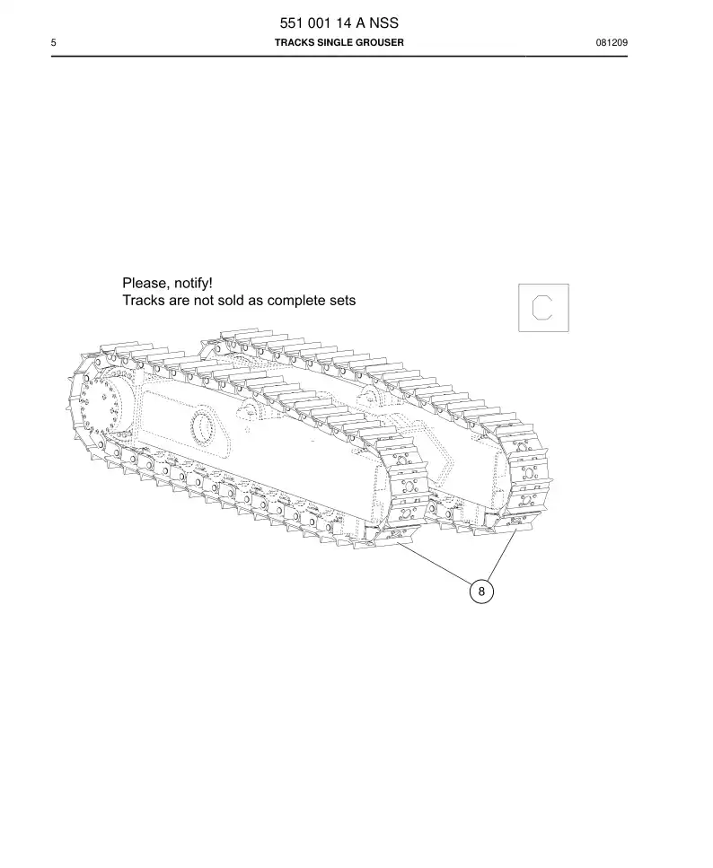 55100114 551 001 14 Tracks - Sandvik Technical Drawing