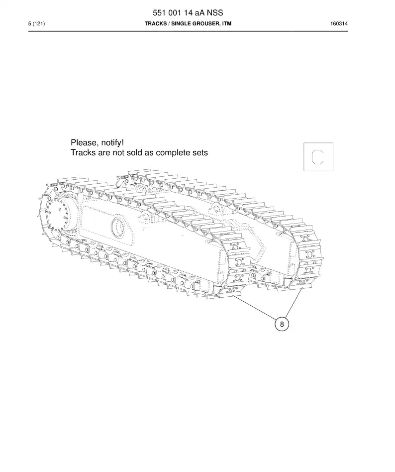 55100114A 551 001 14A TRACKS - Sandvik Technical Drawing