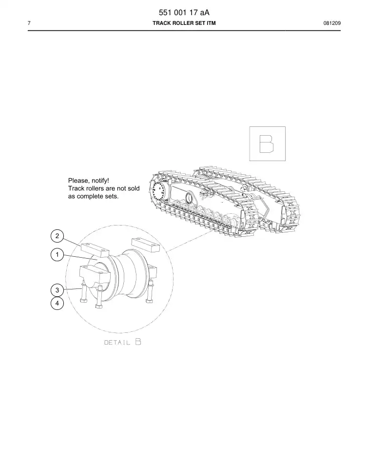 55100117a 551 001 17a Roller Set, Track - Sandvik Technical Drawing
