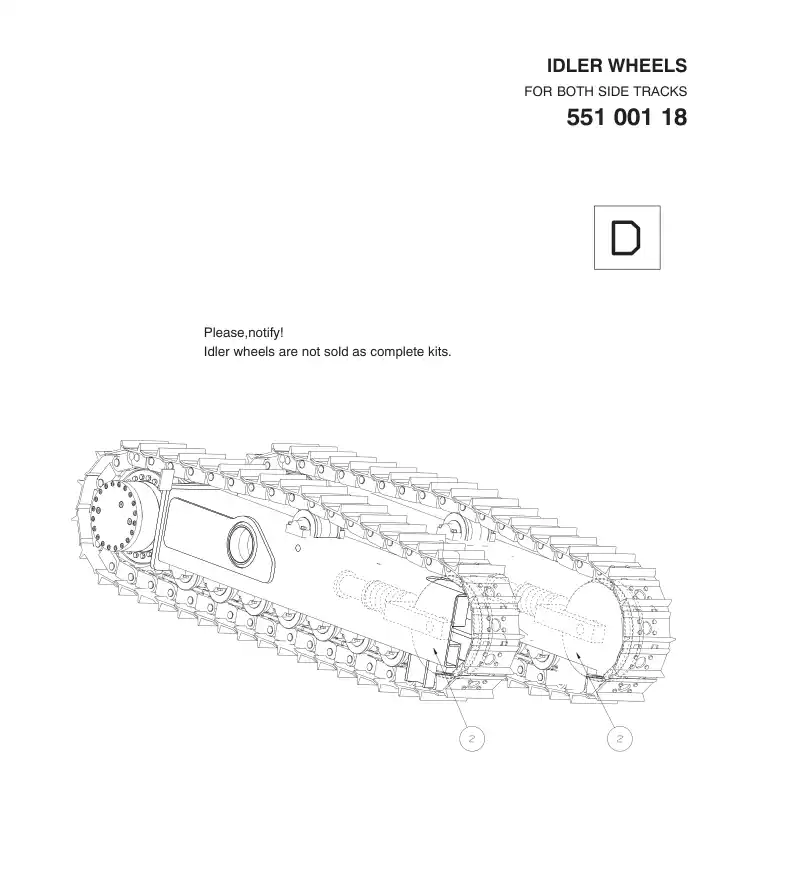 55100118aA 551 001 18aA IDLER WHEELS - Sandvik Technical Drawing