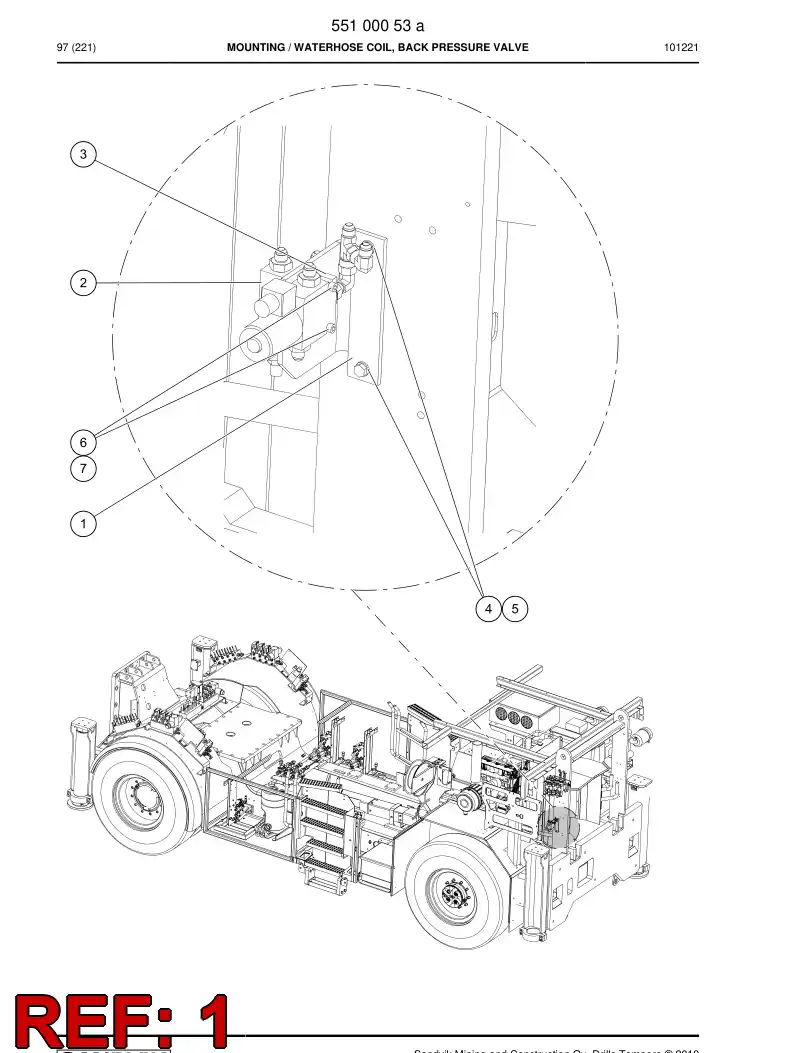 55100119 551 001 19 Bracket, Valve mounting, Waterhose and cabel coil, - Sandvik Technical Drawing