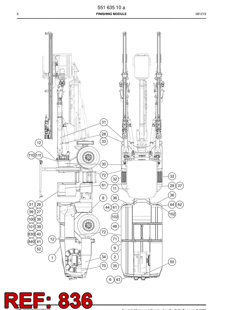 55100158 551 001 58 Decal - Sandvik Technical Drawing