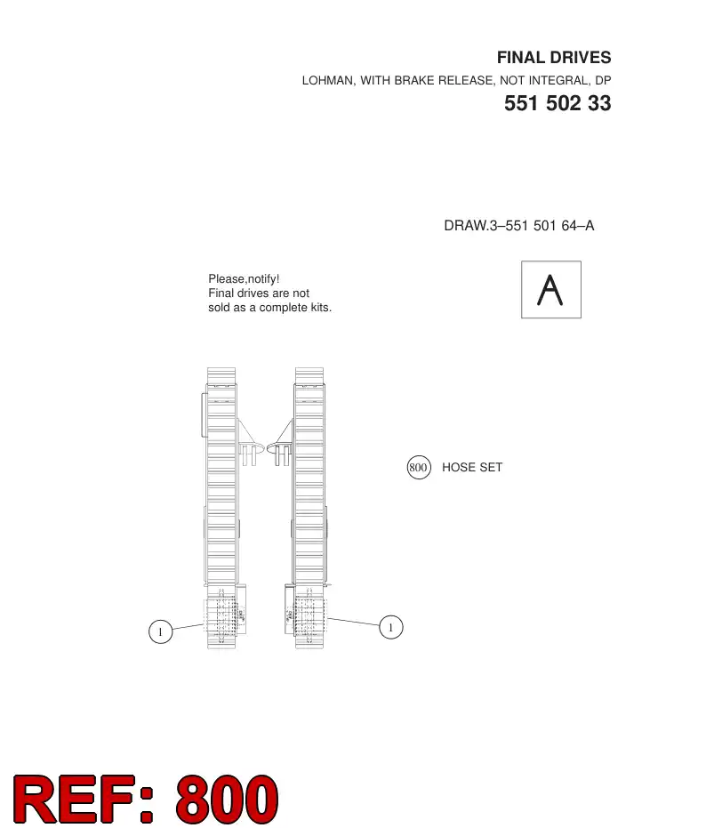 55150007 551 500 07 HOSE SET - Sandvik Technical Drawing