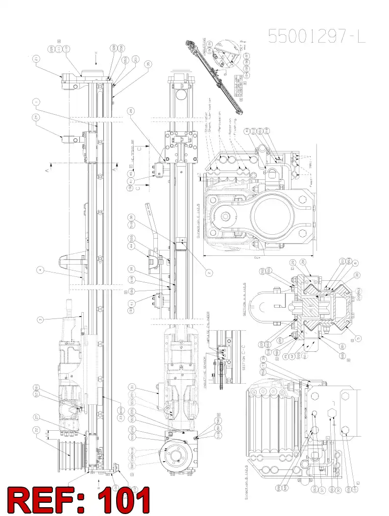 55150127 551 501 27 Damper, Hole Mount - Sandvik Technical Drawing