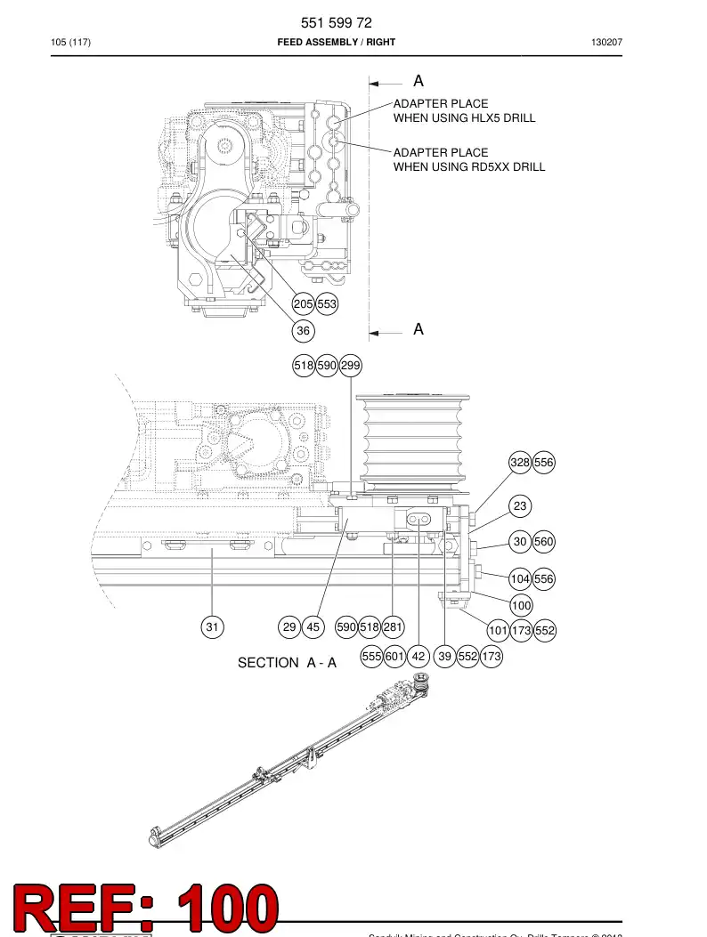 55150159a 551 501 59a Plate, Mounting - Sandvik Technical Drawing