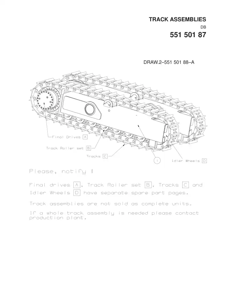 55150187A 551 501 87A TRACK ASSEMBLIES - Sandvik Technical Drawing