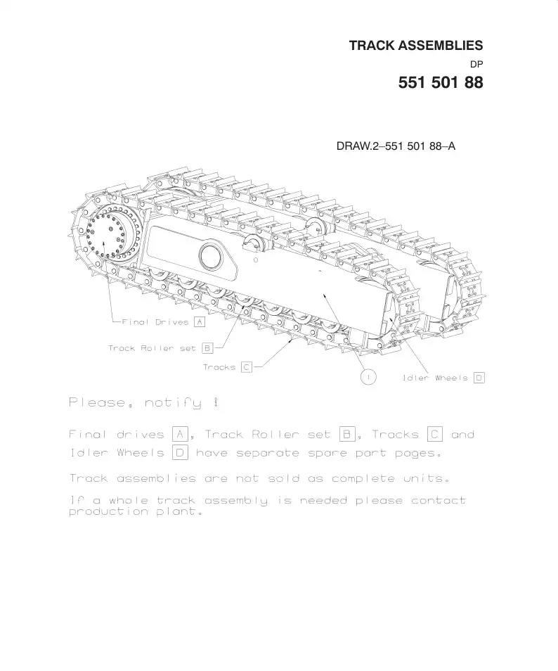 55150188A 551 501 88A TRACK ASSEMBLIES - Sandvik Technical Drawing