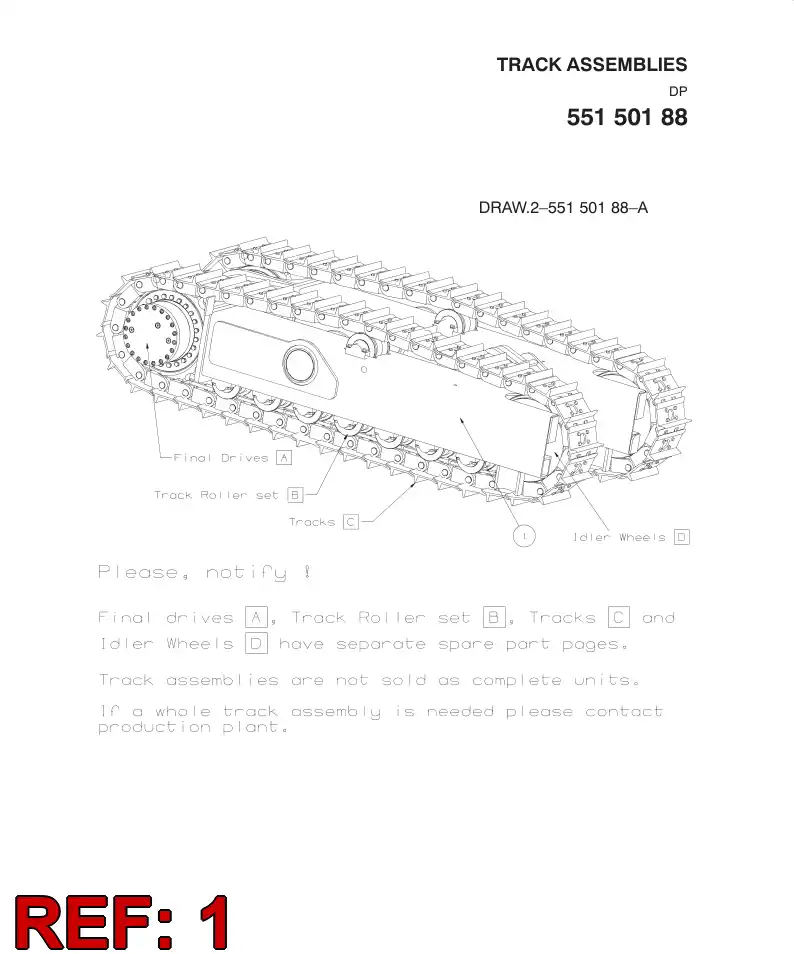 55150190 551 501 90 CRAWLER BEAMS - Sandvik Technical Drawing