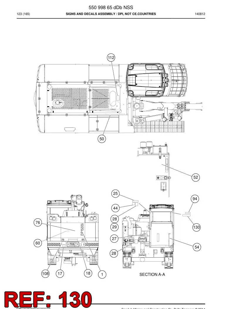 55150299 551 502 99 Caution board set - Sandvik Technical Drawing