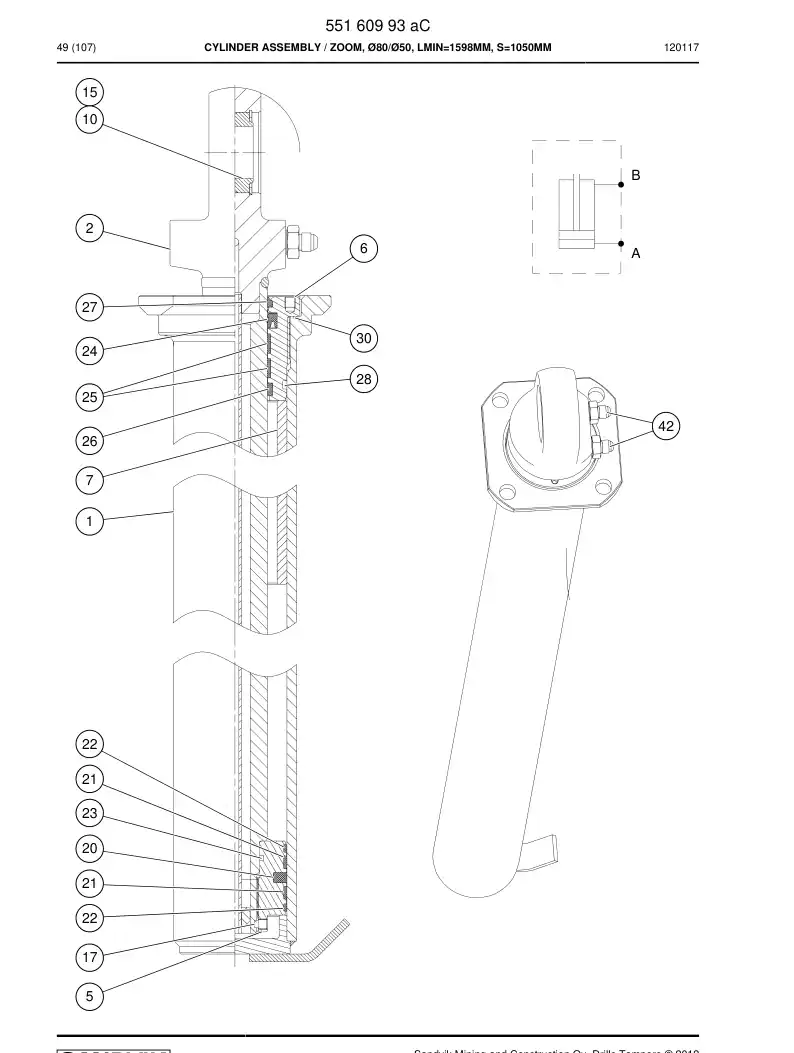 55150568a 551 505 68a Seal kit - Sandvik Technical Drawing