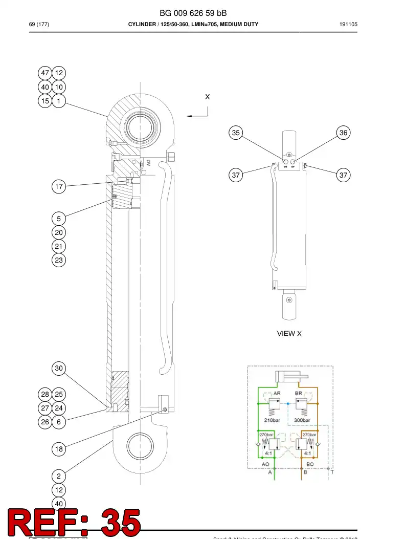 55150667a 551 506 67a Valve, Pressure Relief - Sandvik Technical Drawing