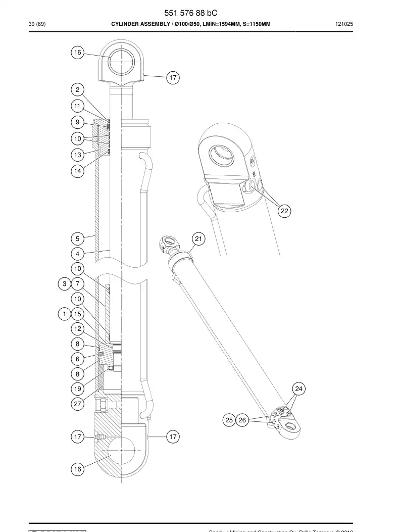 55150719a 551 507 19a Seal kit - Sandvik Technical Drawing