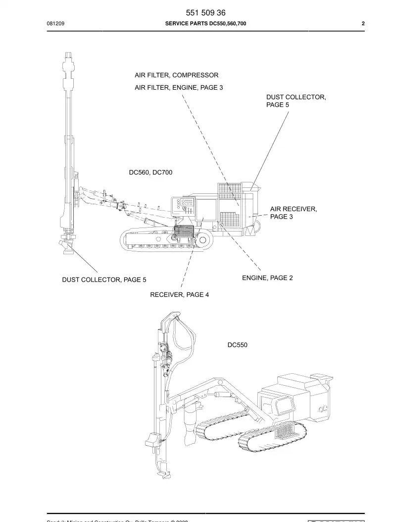 55150936 551 509 36 SERVICE PARTS - Sandvik Technical Drawing